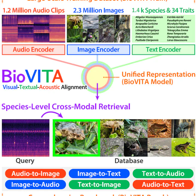 BioVITA: Biological dataset, model, and benchmark for visual-textual-acoustic alignment